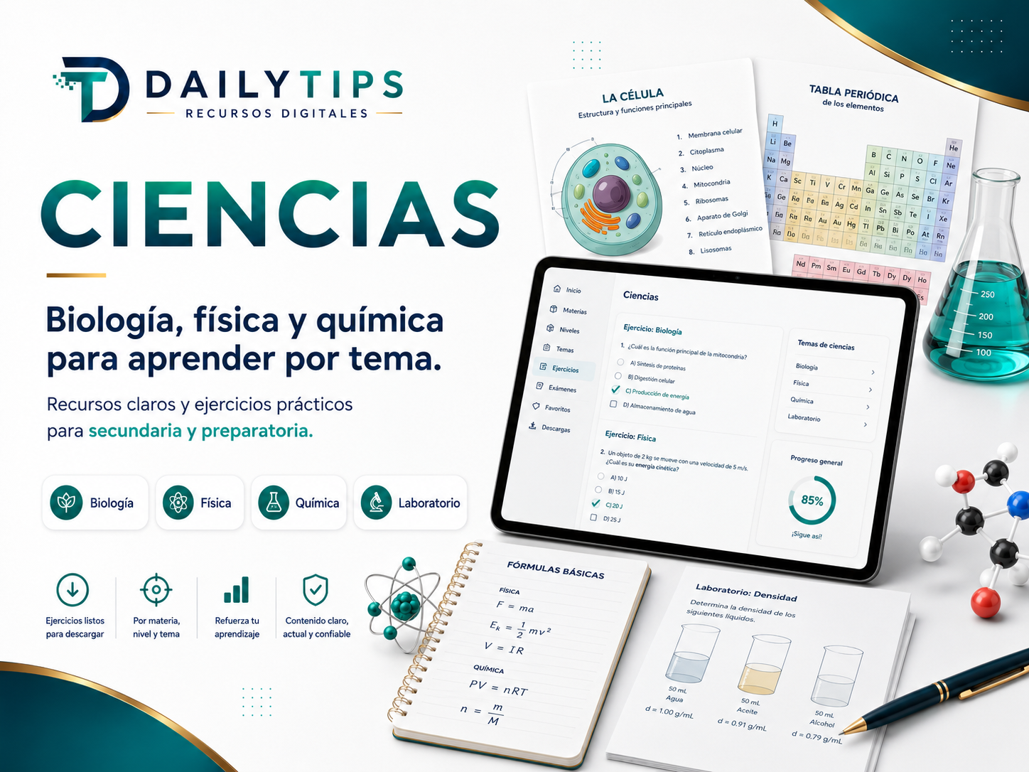 Guías de ciencias con biología física y química