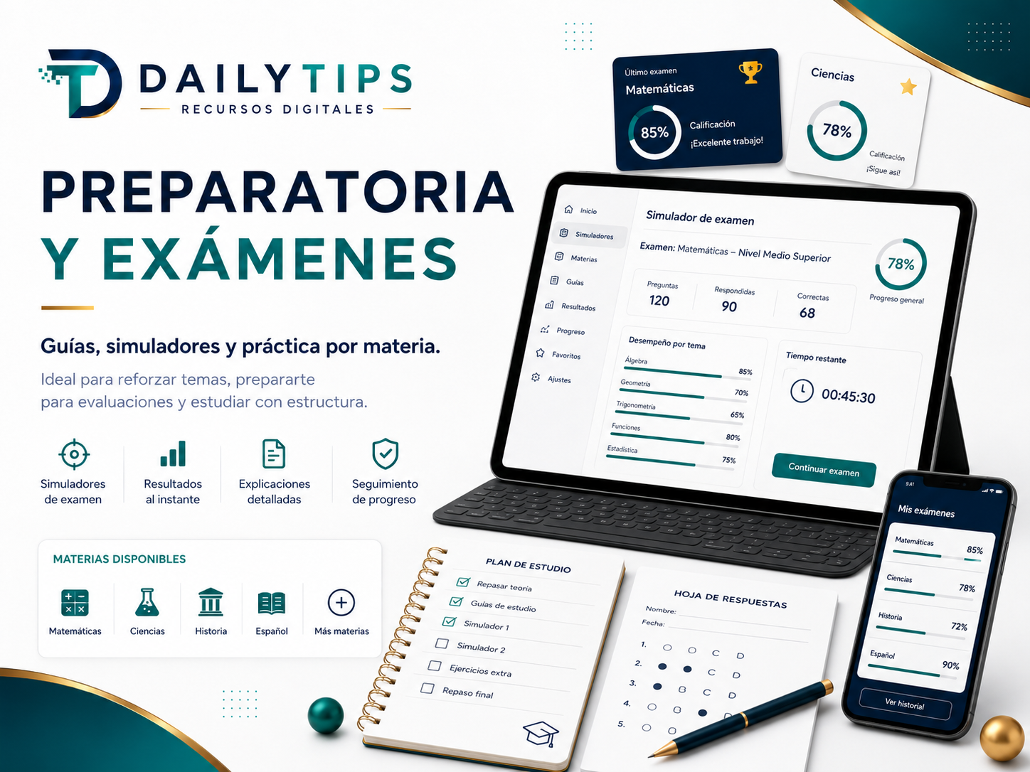 Guías y simuladores para preparatoria y exámenes